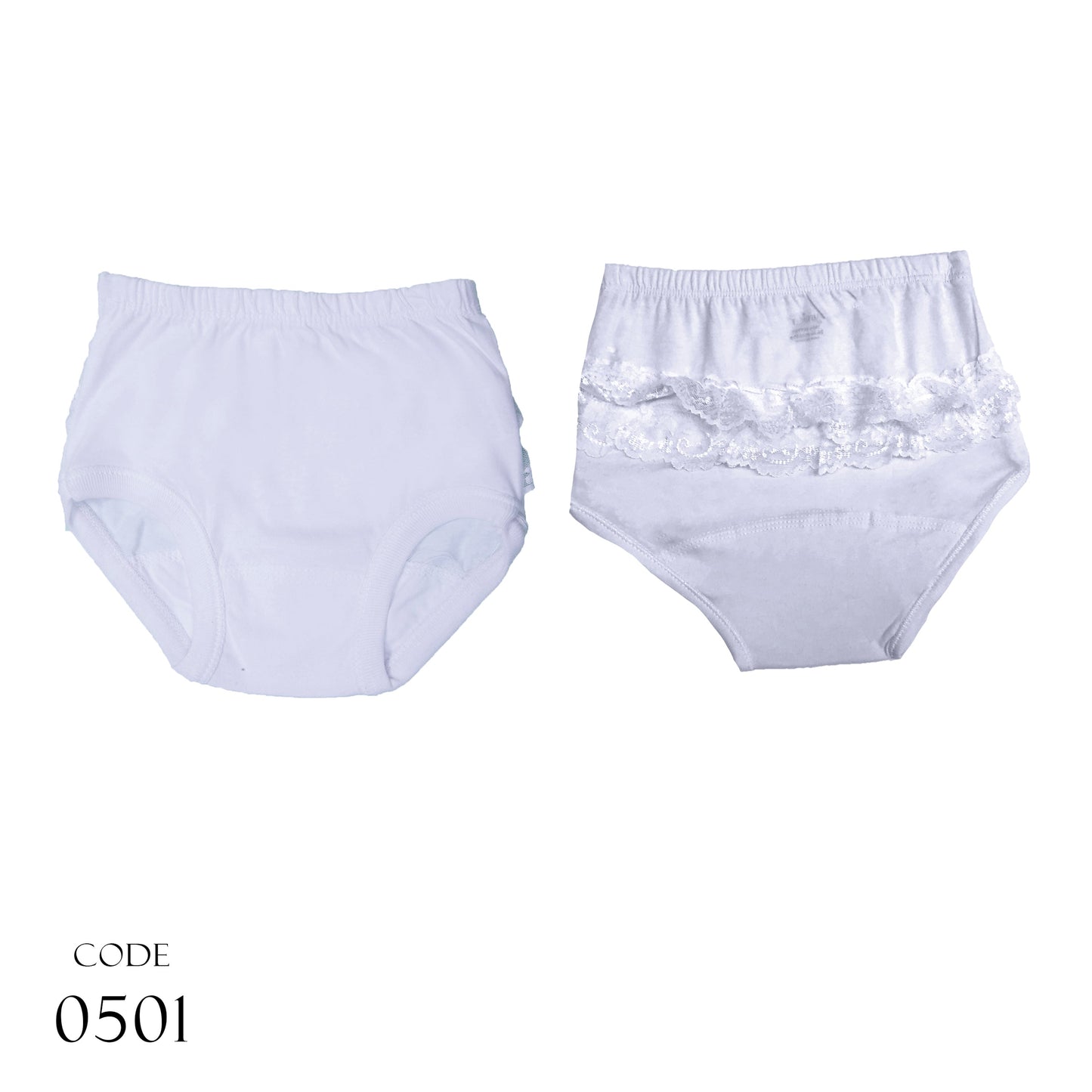 Pack Of 2 Panty 0501 Ruffled Cotton Underwear For Girls White