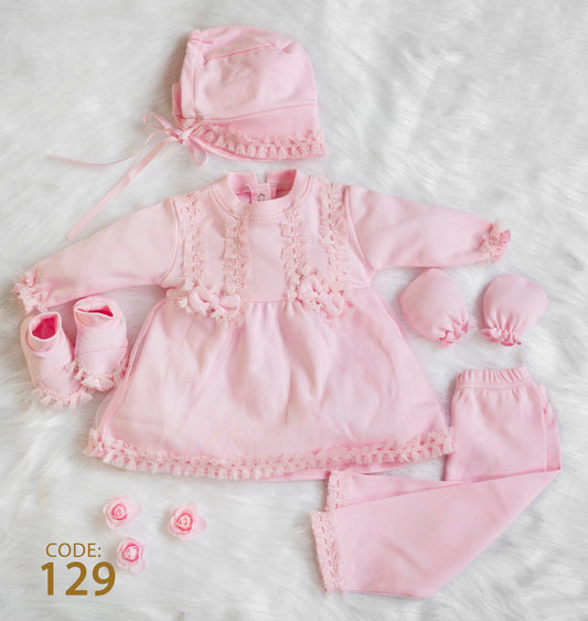 Newborn Dress Set for girls 5 pieces (Baby shower kit)