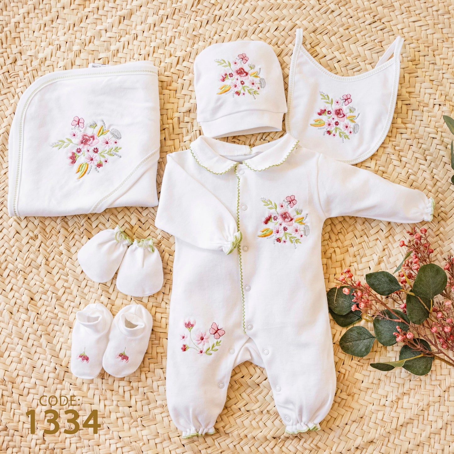 Wika 1334 Newborn cotton set ( Baby shower set ) ( Hospital kit) Multicolor Olive