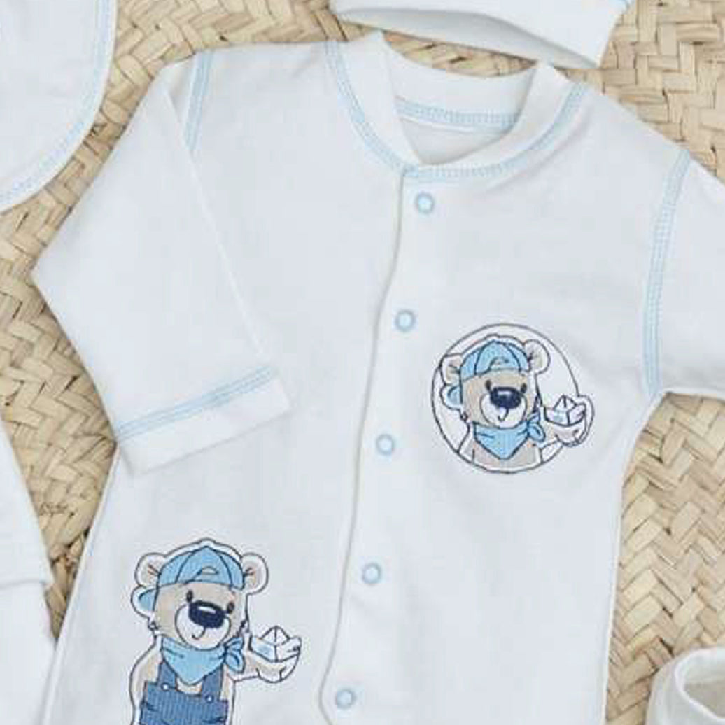 Newborn 1336 Baby shower set - Hospital Kit Cotton with Coverlet 2 layers for Boys