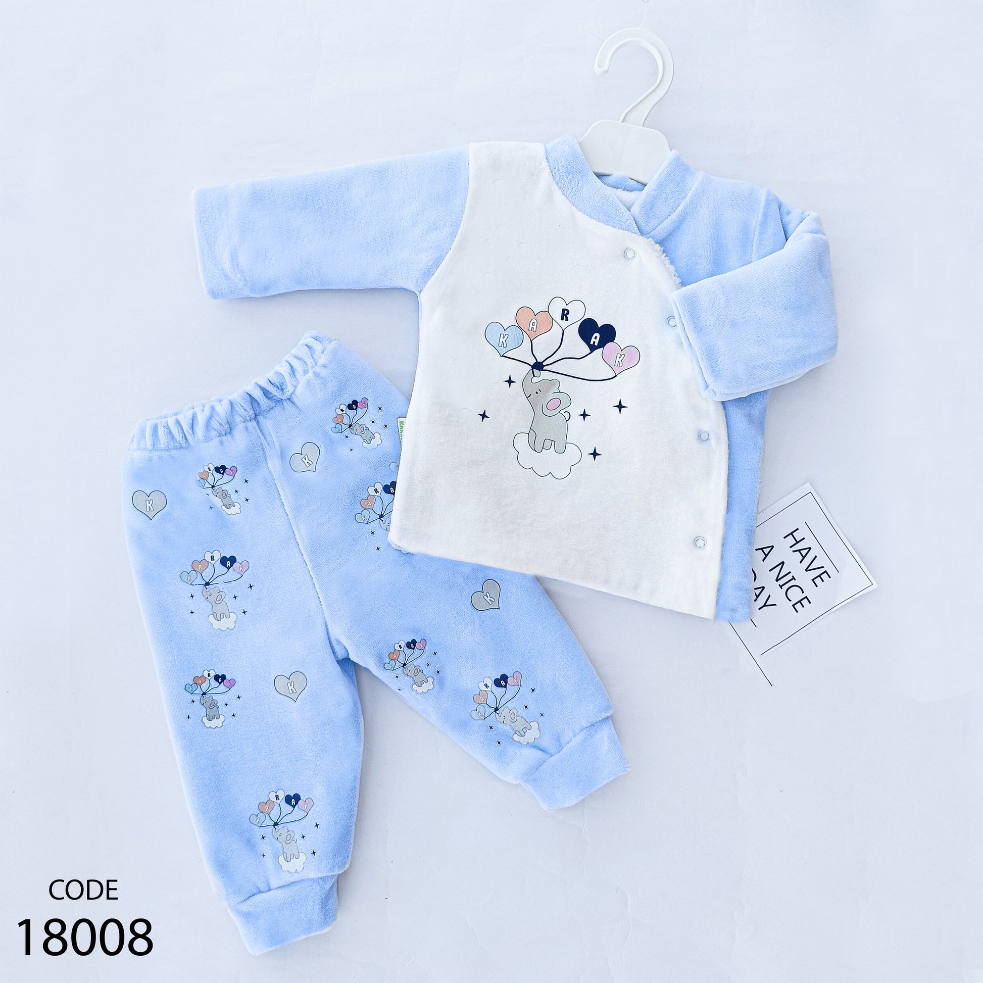 Velvet New Born Bodysuit Set For Baby - For winter