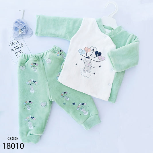 Velvet New Born Bodysuit Set For Baby - For winter