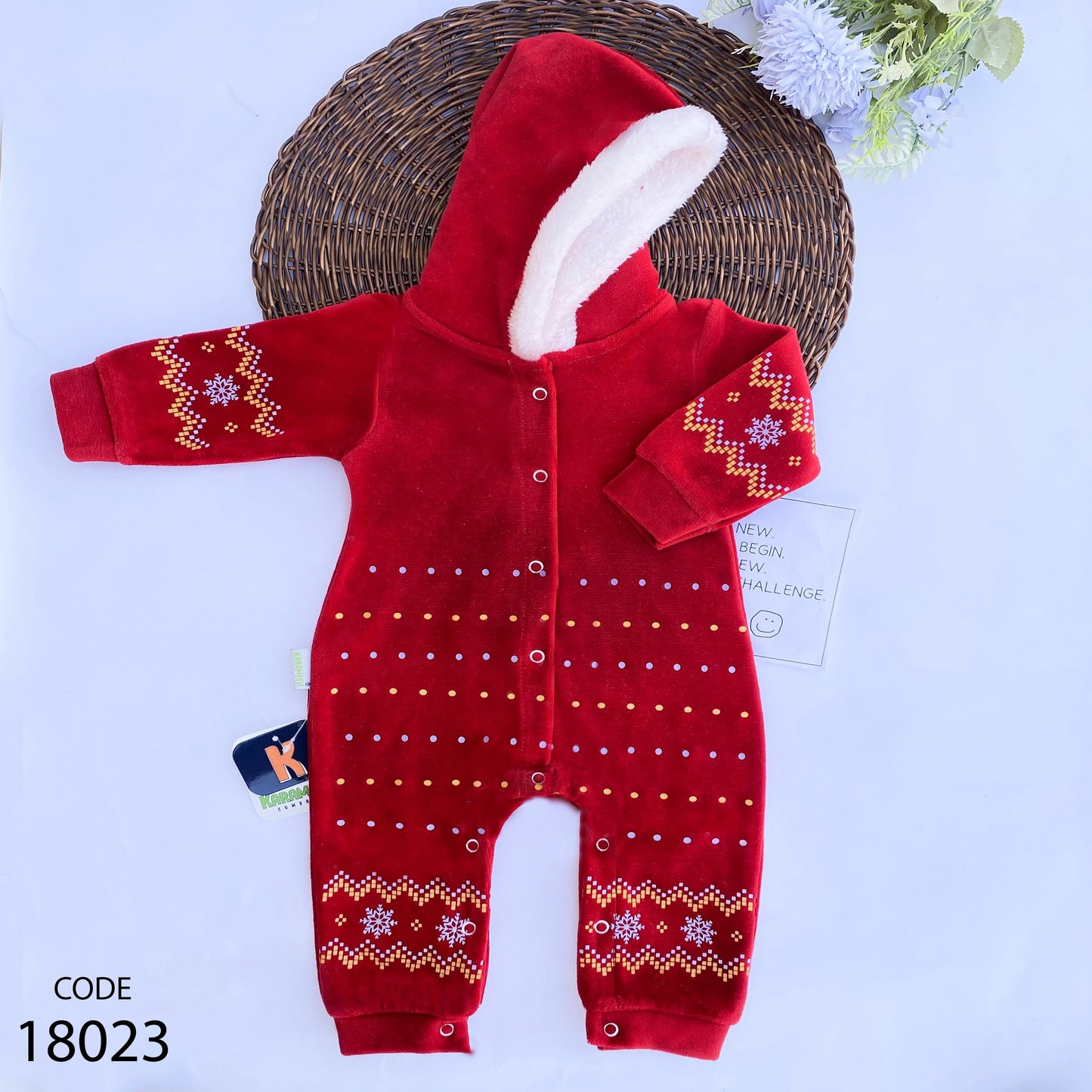 Velvet New Born Bodysuit Set For Baby - For winter