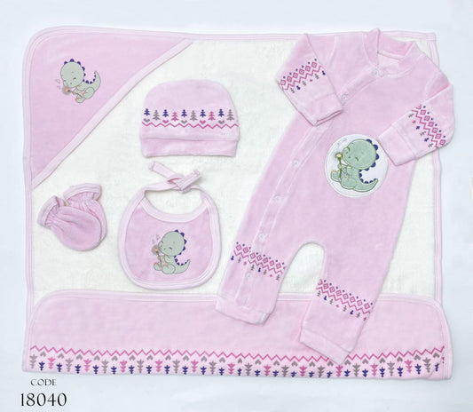 Newborn 18040 Baby Shower- Hospital Kit Set Of 5 Pieces With Coverlet For Girls