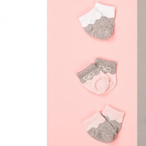 Pack of 3 Socks 6150 For Girls Pink grey