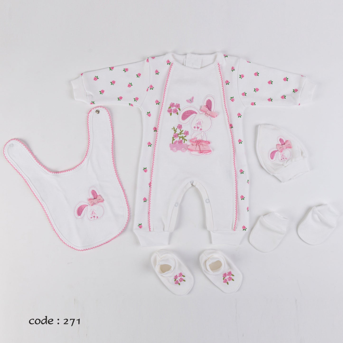 Newborn cotton set 271 ( Baby shower set ) ( Hospital kit) 5 pieces For Girls