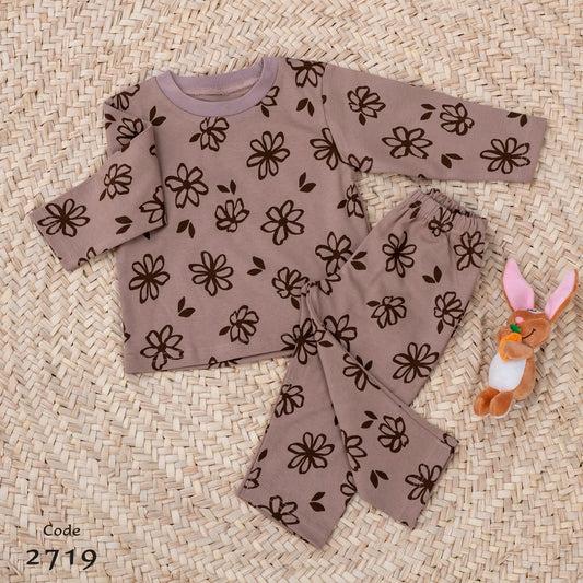 Autum Cotton Pajama Long sleeve tshirt and pant for Girls