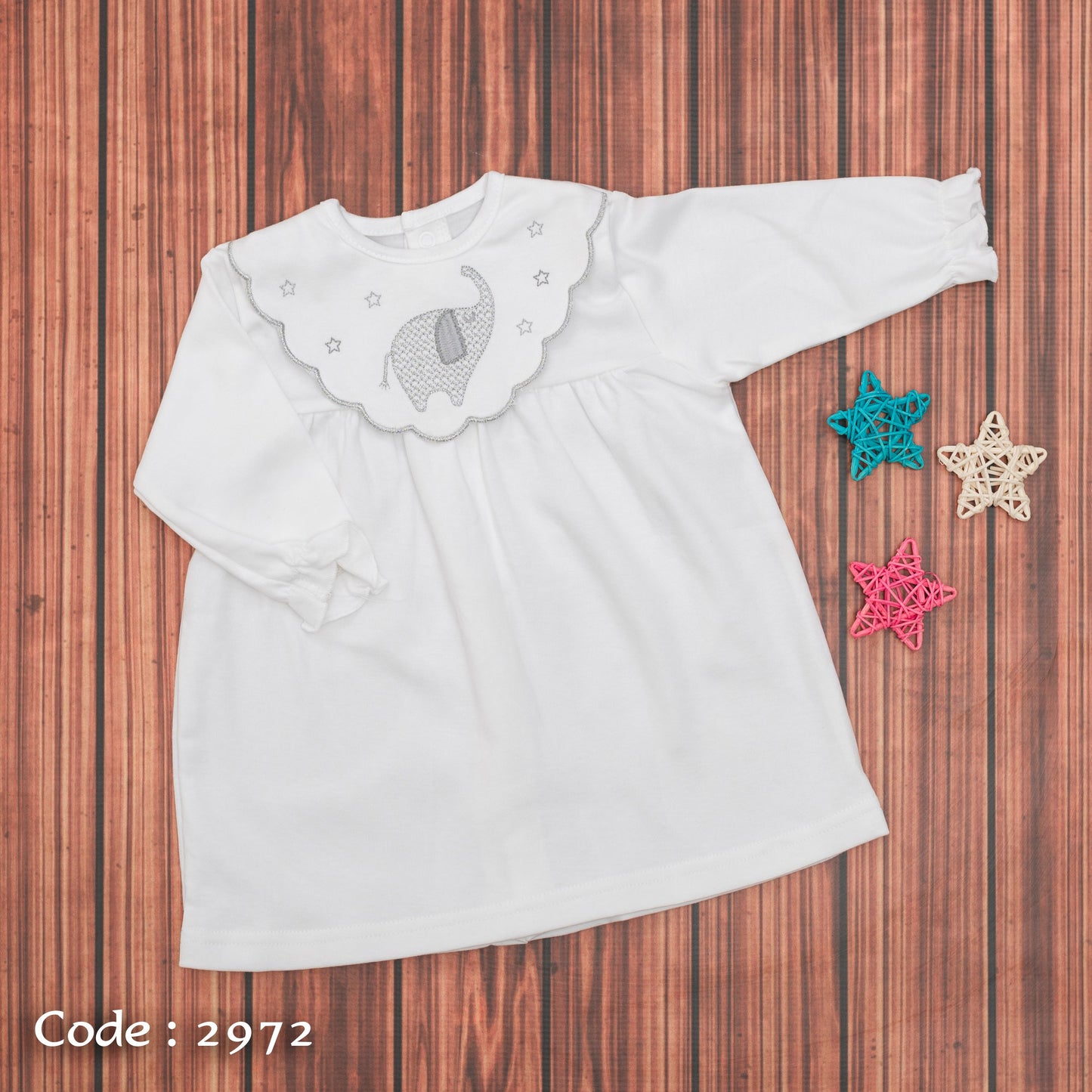 Cotton Jalabiya 2972 with Back Buttons for Newborns Girls