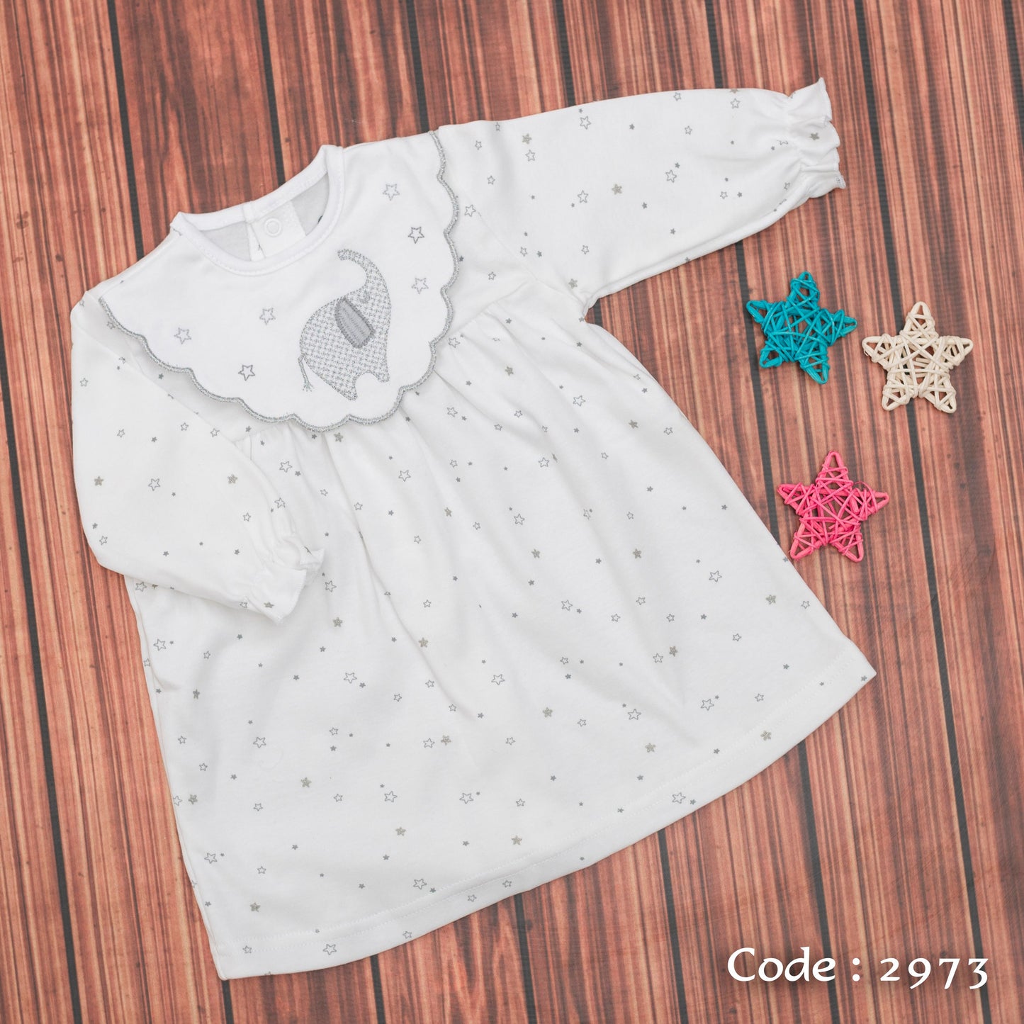 Cotton Jalabiya with Back Buttons for Newborns Girls