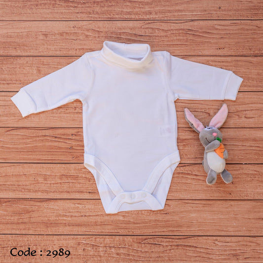 Bodysuit 2989 ( Salopette ) High Neck For Newborn Unisex White