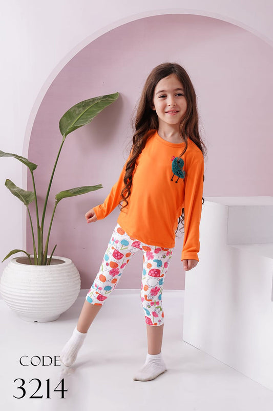 Autum Pajama  long sleeve tshirt and pant for Girls