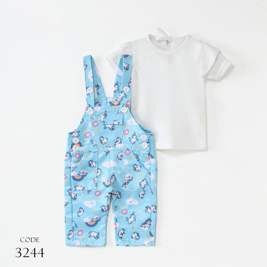 Bebic 3244 Set Of Gabardine Bodysuit With Cotton T-Shirt for Girls