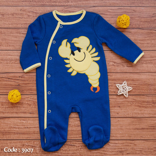 Bodysuit 3907 Velvet Winter Romper With Fiber Padding For Newborn Unisex Blue