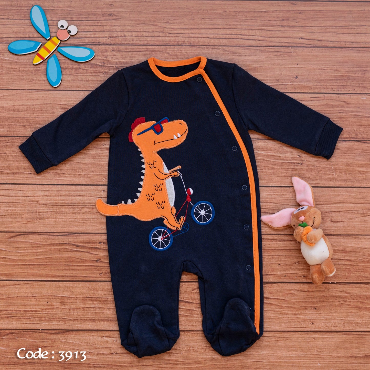 Bodysuit 3913 Velvet Winter Romper With Fiber Padding For Newborn Unisex Navy