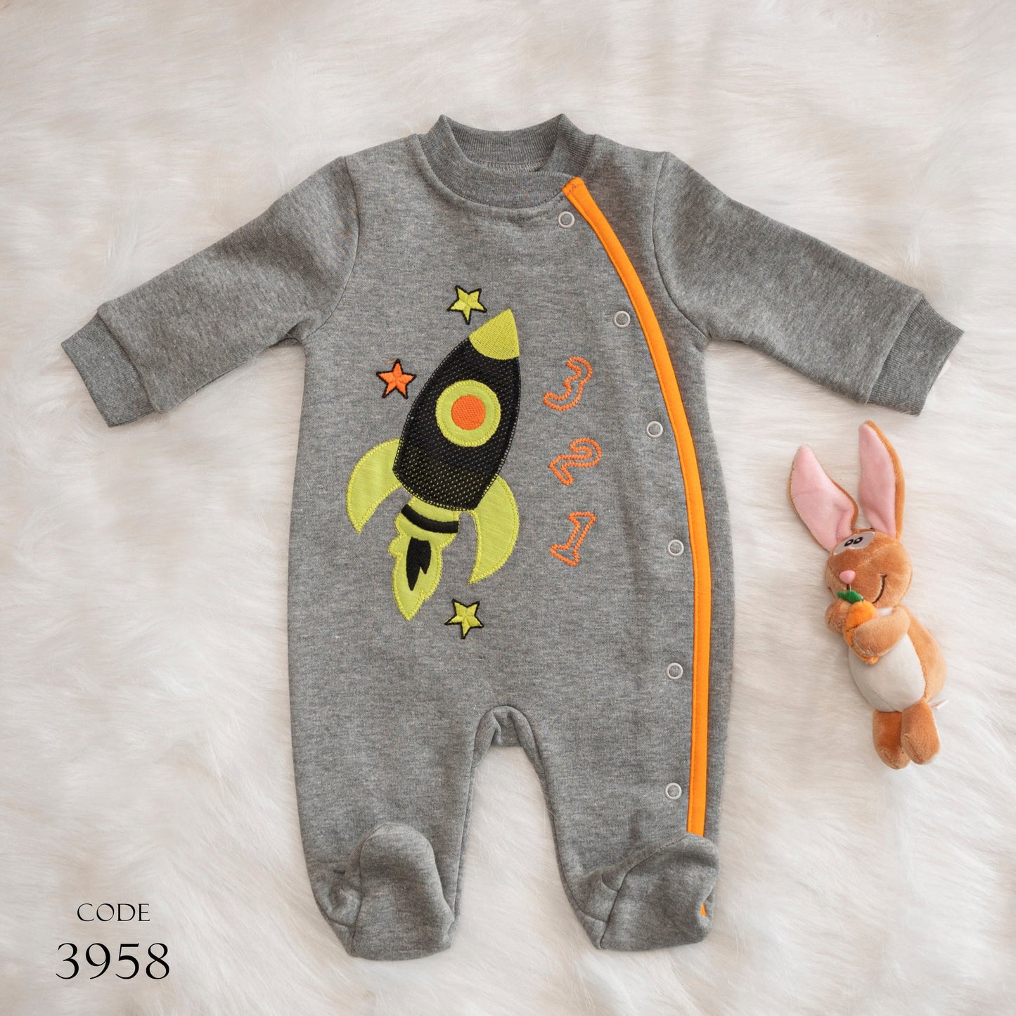 Bodysuit 3958 Winter Newborn Cotton Melton With Fleece Lining For Unisex