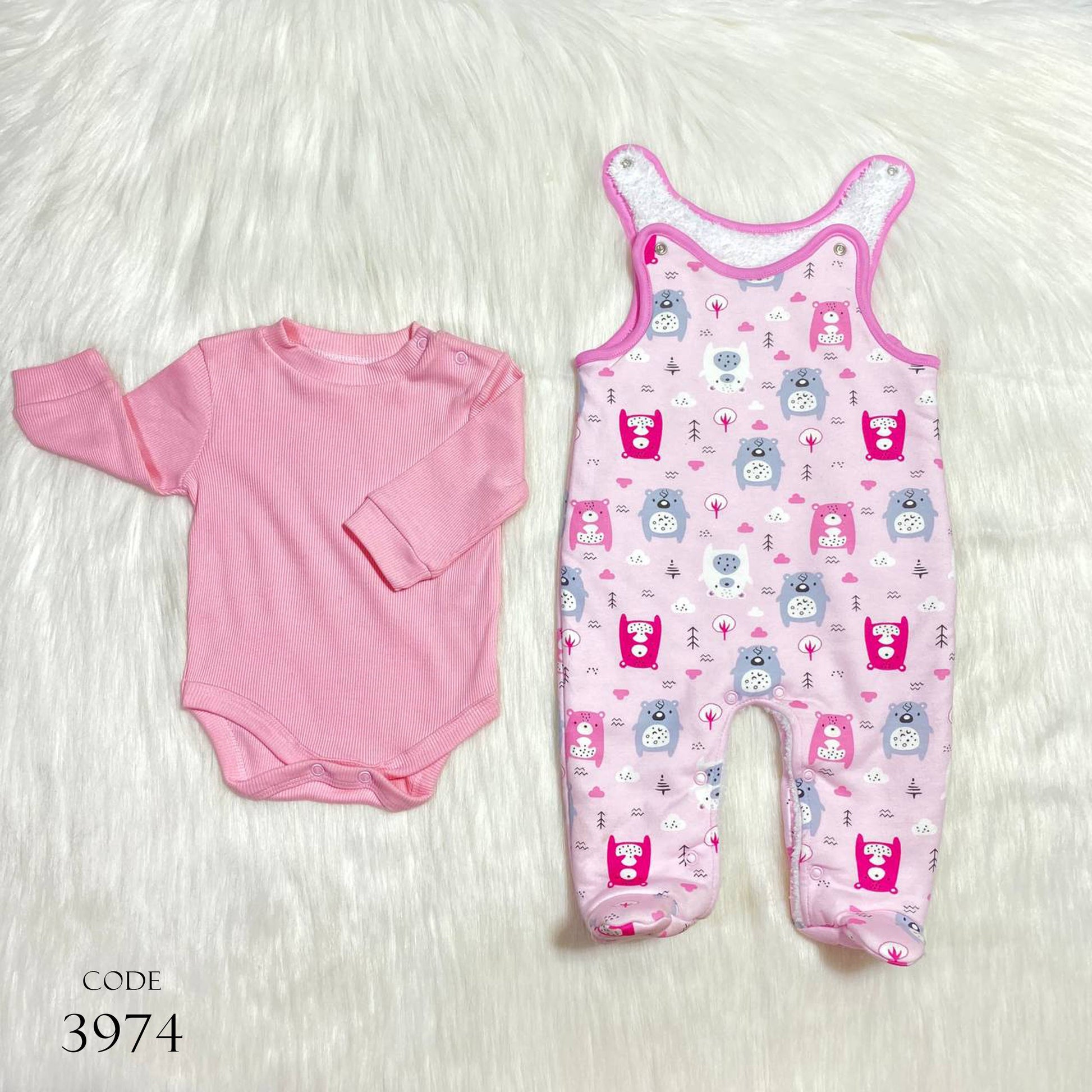 Bodysuit 3974 Pack Of 2 Winter For Girls Pink