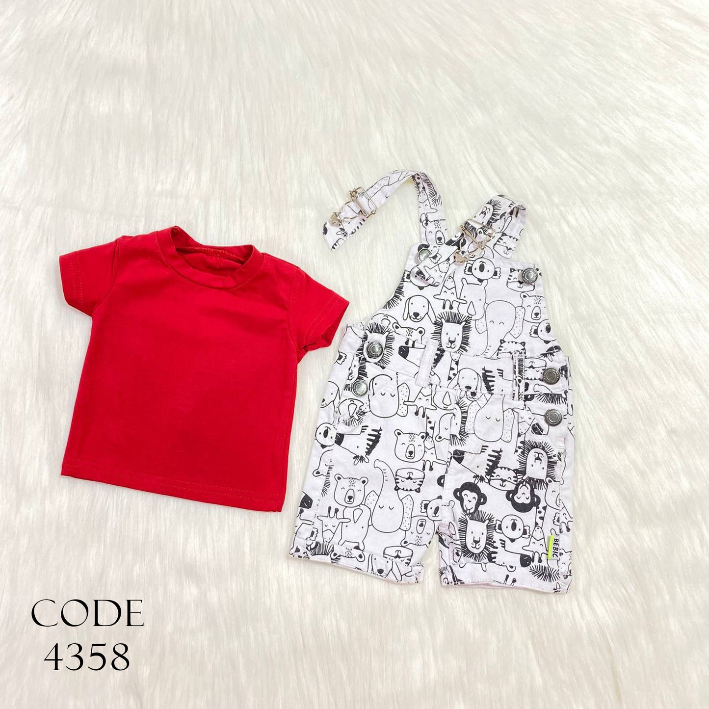 Gabardine 4358 Overalls With Cotton T-Shirt Set For Boys