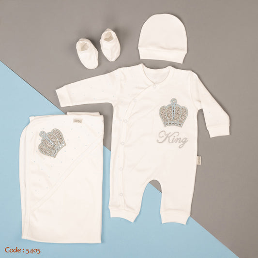 Newborn Cotton Set 5405 ( Baby Shower Set ) ( Hospital Kit) 3 Pieces For Boys White