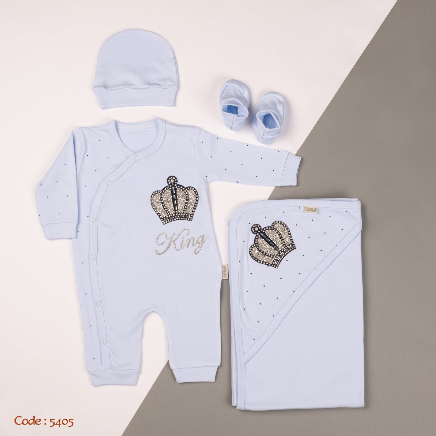 Newborn Cotton Set 5405 ( Baby Shower Set ) ( Hospital Kit) 3 Pieces For Boys Blue