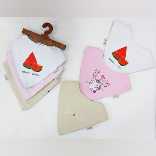 3-Piece Set of Padded Cotton Scarf Bibs with Oilcloth - (3 Layers Cotton Oilcloth Cotton