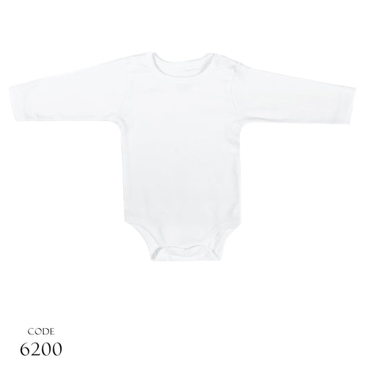 Bodysuit 6200 Cotton Long Sleeve Basic White Unisex