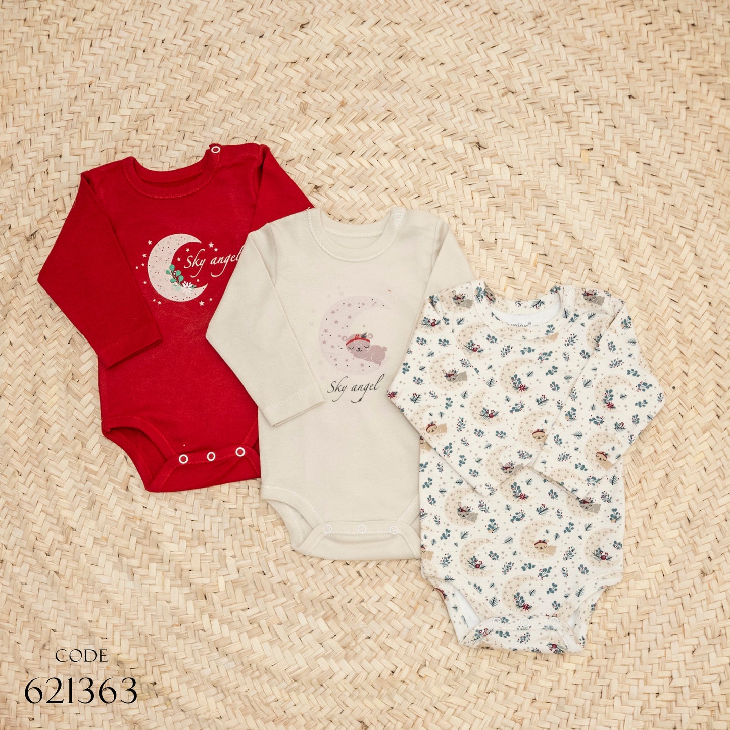 Pack Of 3 Bodysuit 621363 Long Sleeve For Girls