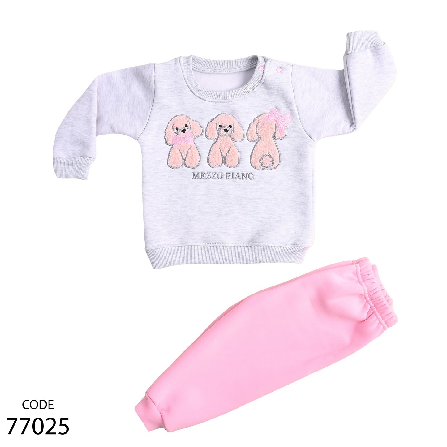 Pajama 77025 Cotton Melton White Pink For Girls