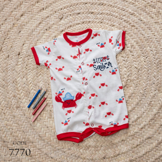 Bodysuit 7850 Summer Cotton For Boys White & Red