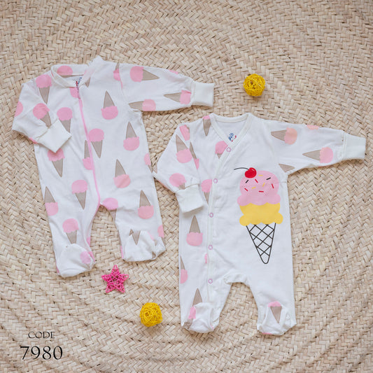 Newborn set of 2 Cotton Bodysuit 7980 for Girls