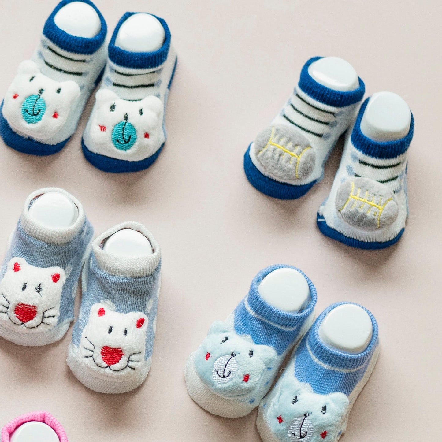 Cotton Booties for Newborns - Embroidered with a Toy