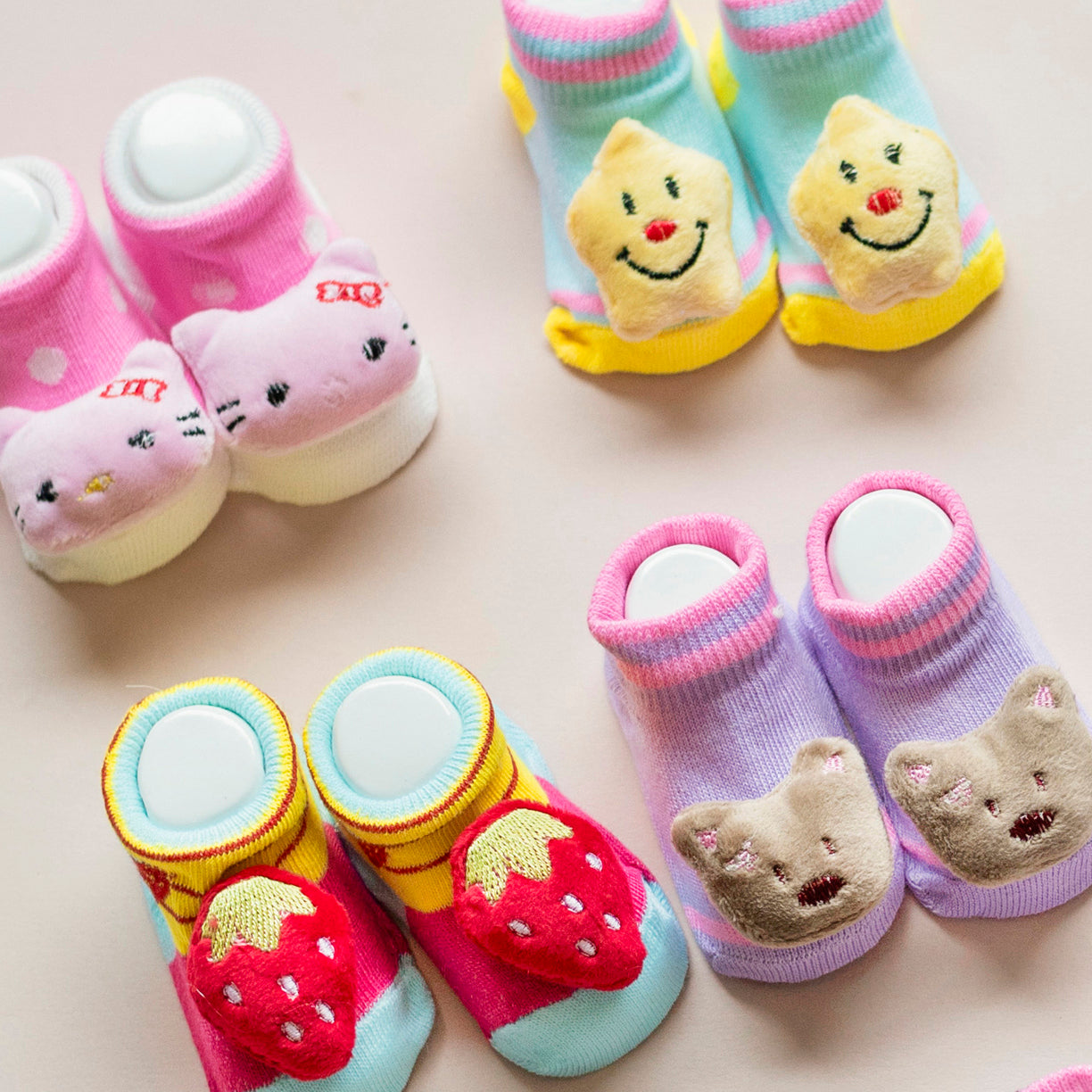 Cotton Booties for Newborns - Embroidered with a Toy