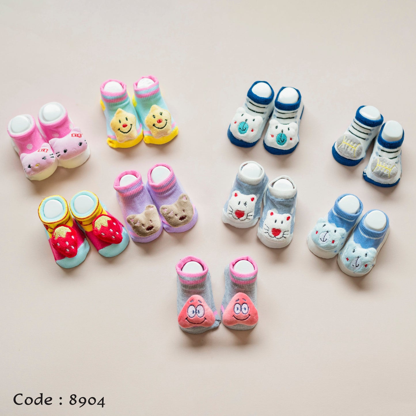 Cotton Booties for Newborns - Embroidered with a Toy