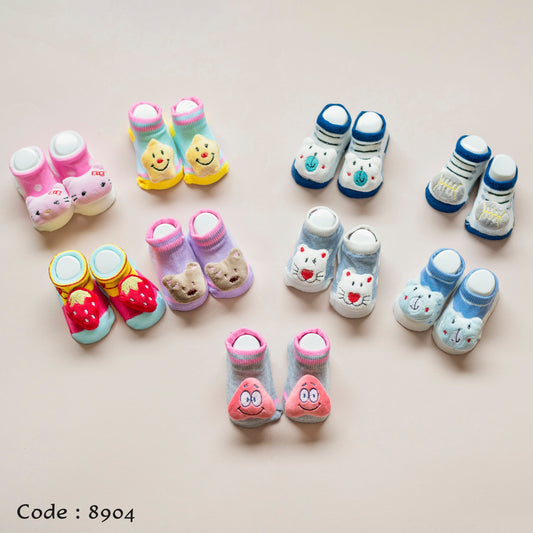 Cotton Booties for Newborns - Embroidered with a Toy