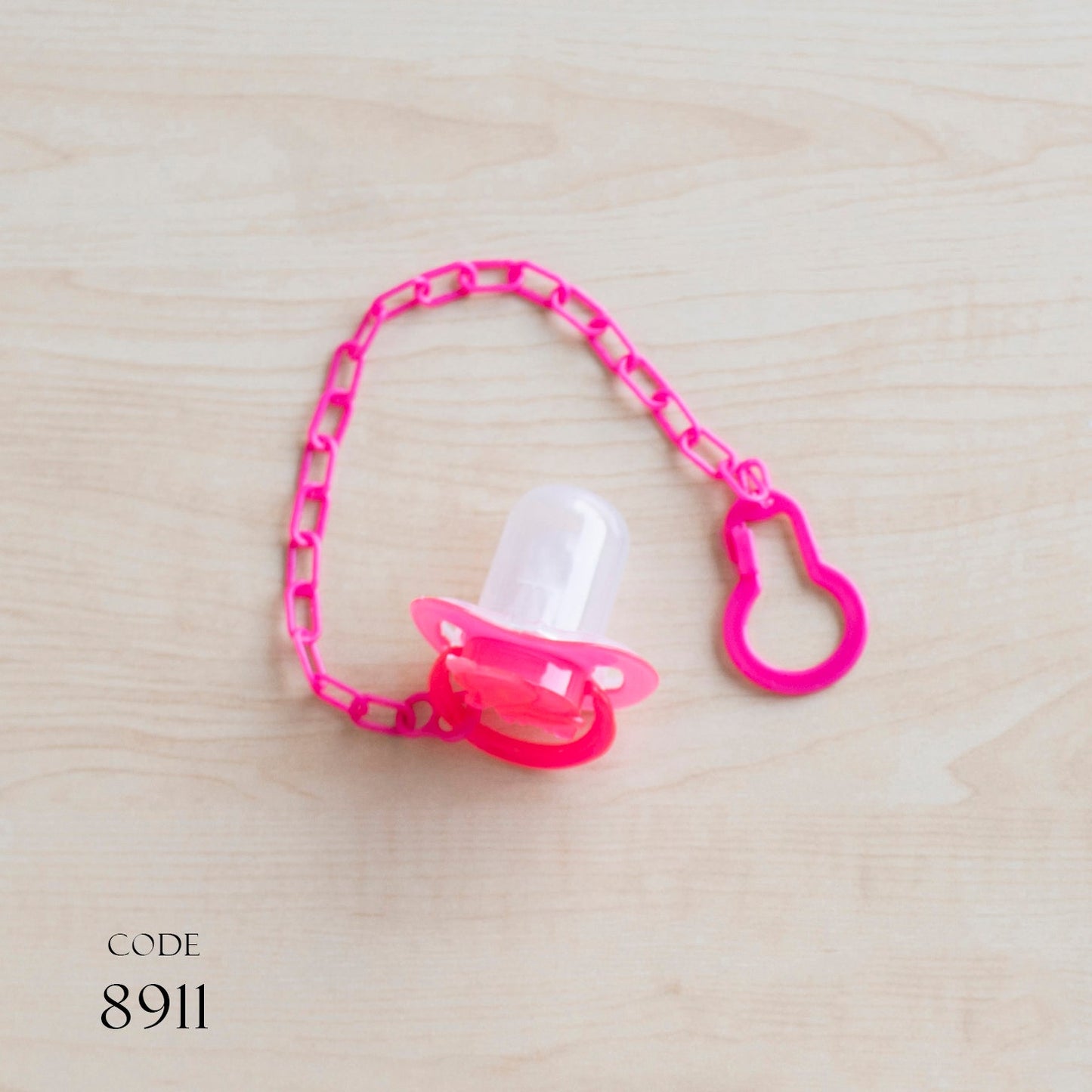 Pacifier 8911 for babies with a chain Pink for Girls