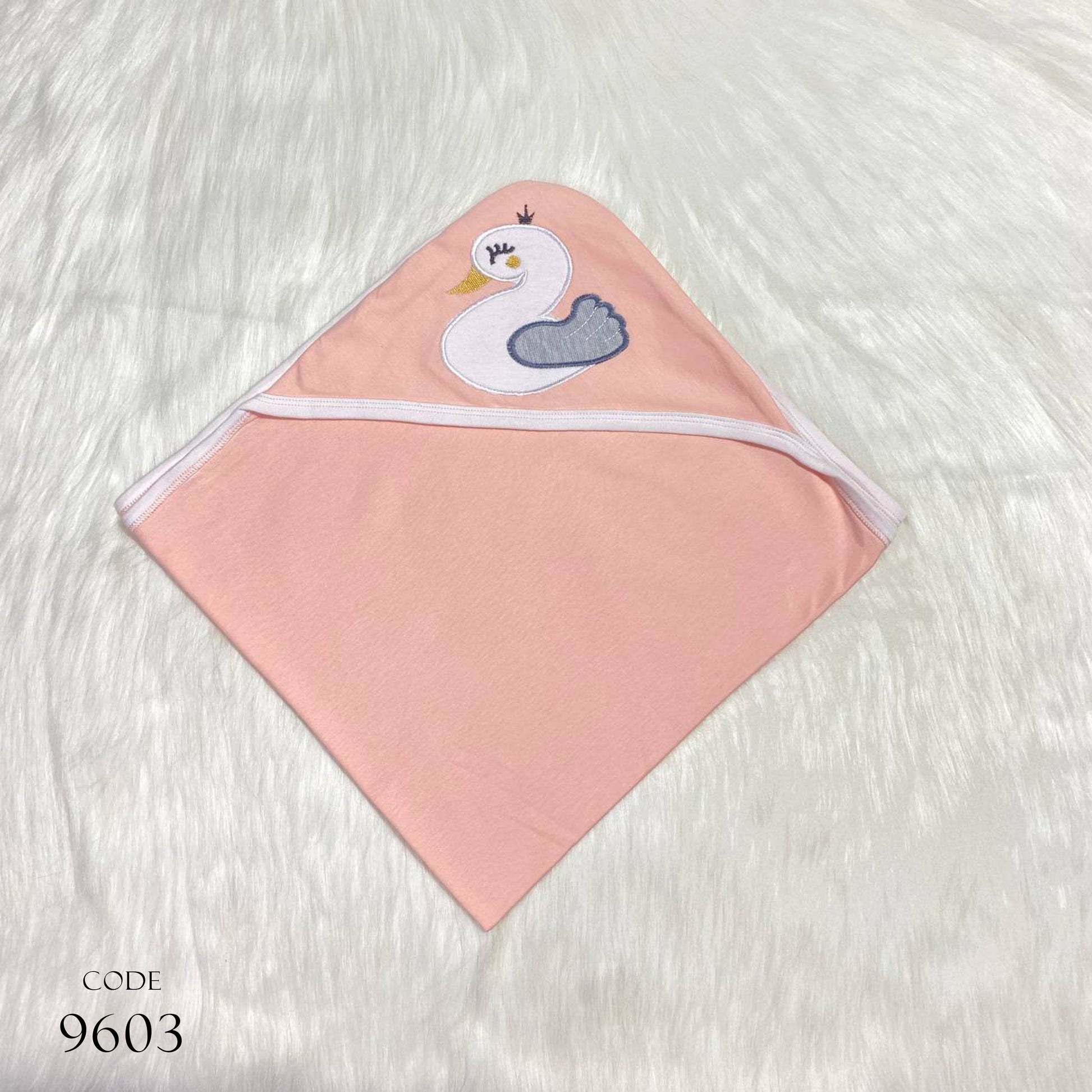 Single-Layer Cotton Blanket 9603 For Newborns - Embroidered Design Simone