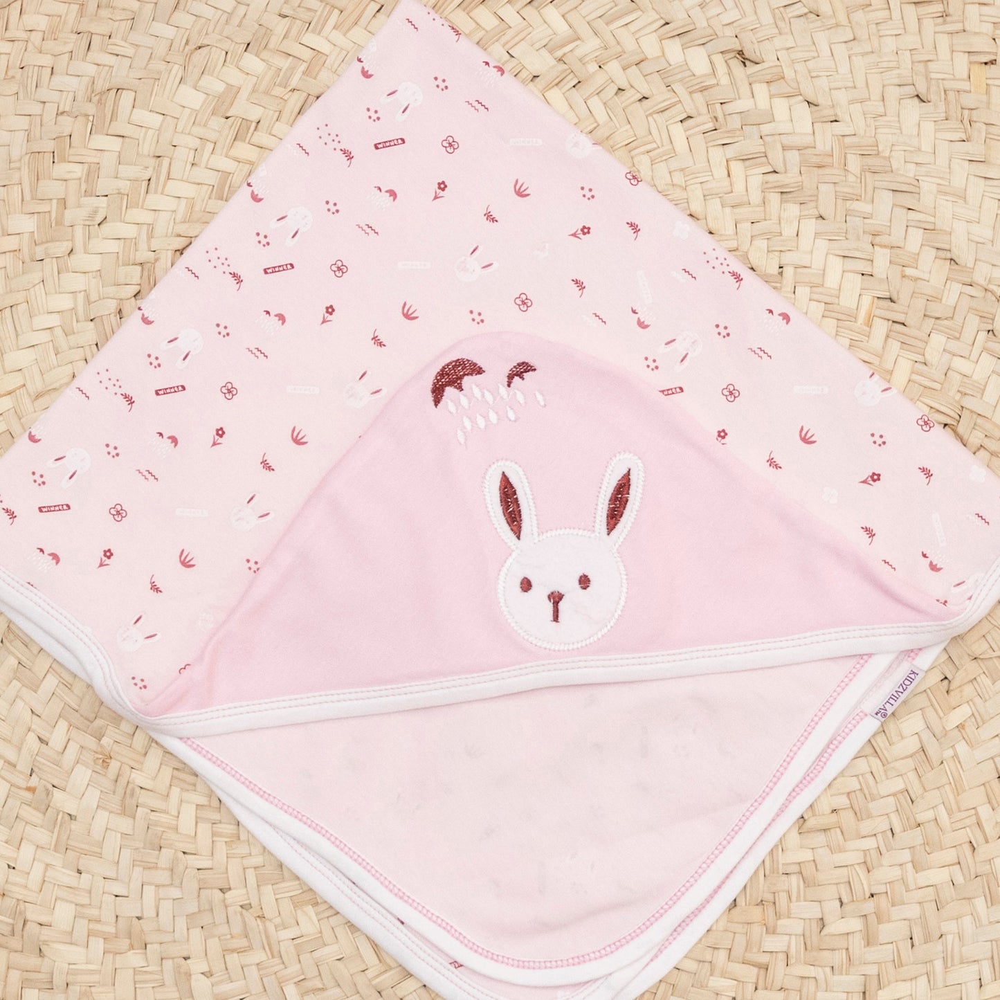 Blanket Coverlet 9603 Single-Layer Cotton For Newborn Girls - Embroidered Pink