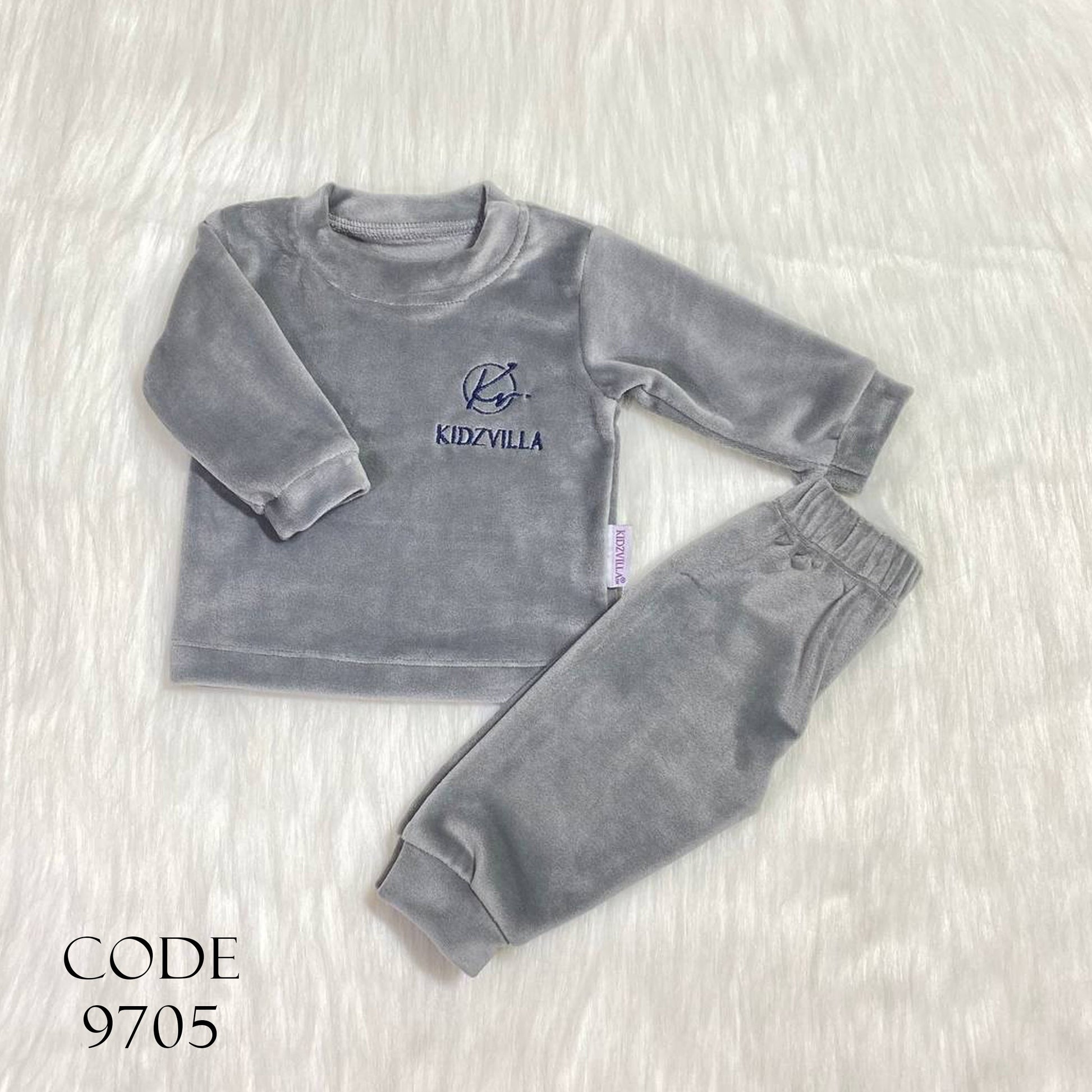 Newborn Thermal 9705 Cotton Set - Cozy Long Sleeve Top And Pants Gray