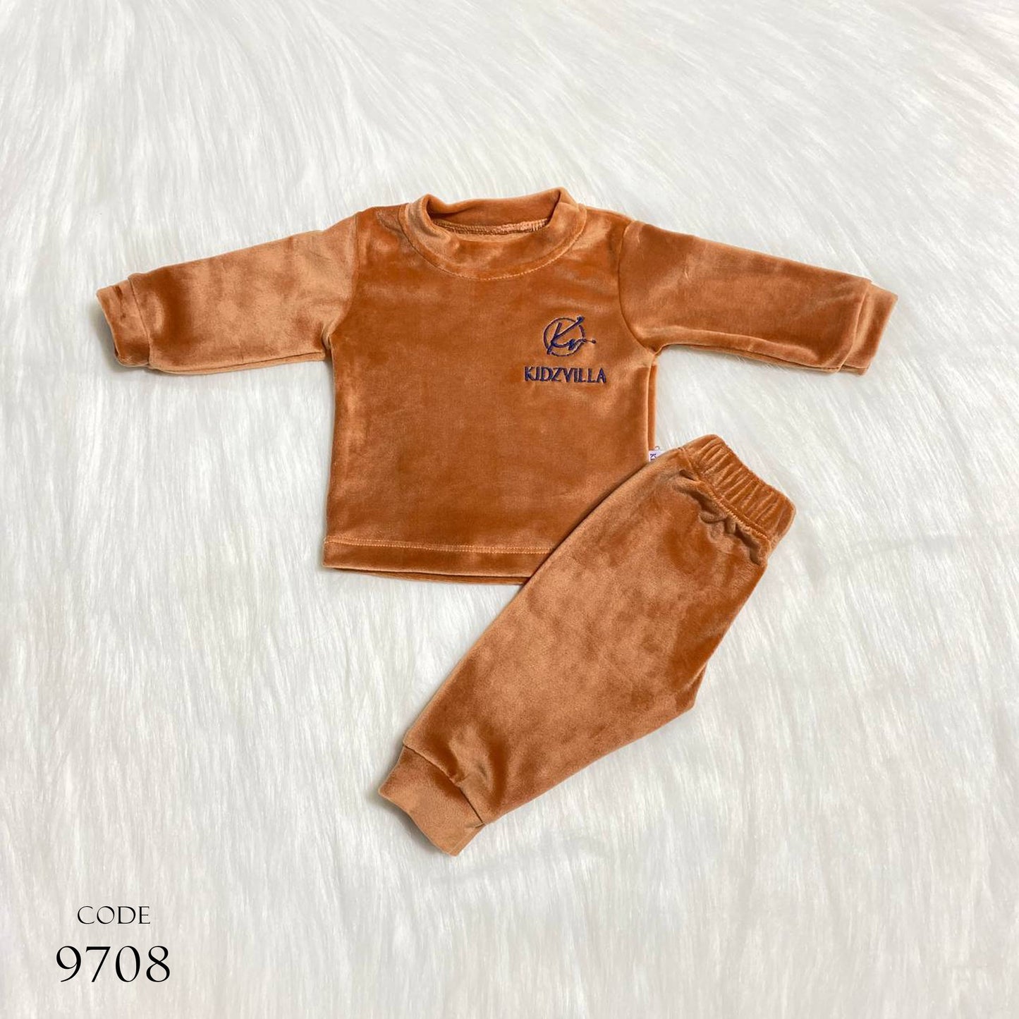 Newborn Thermal 9708 Cotton Set - Cozy Long Sleeve Top And Pants Brown