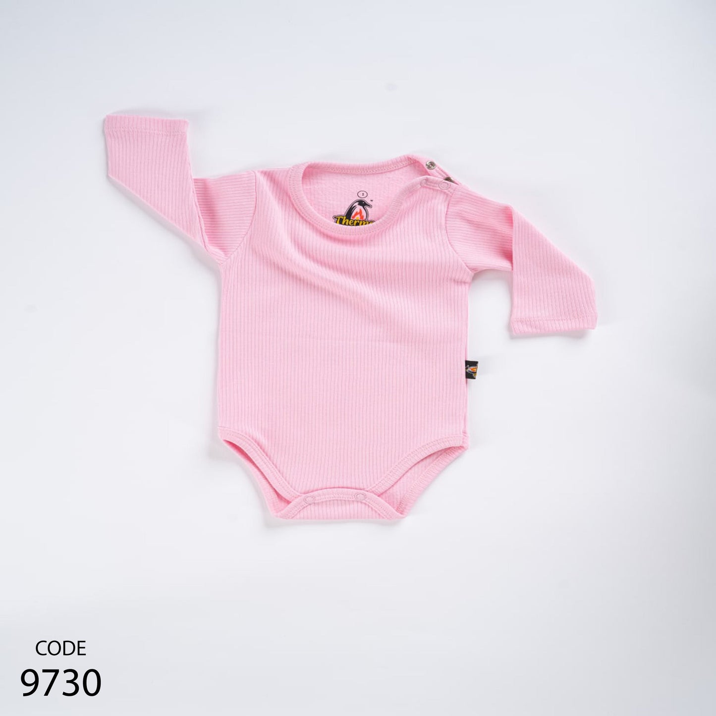 Thermal 9730 Bodysuit Long Sleeve Cotton Romper For Unisex Pink