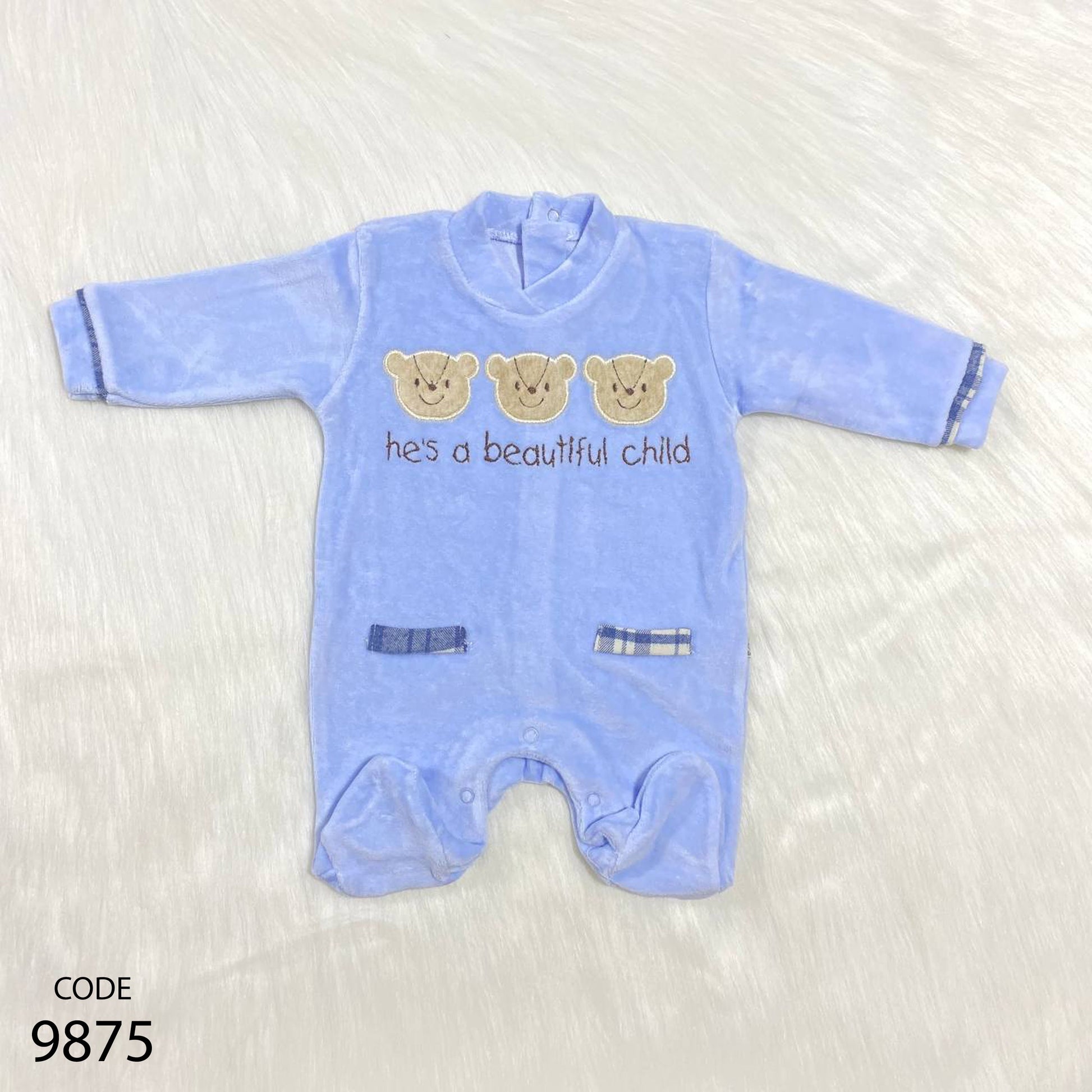 Bodysuits 9875 Velvet Winter Set For Boys Blue