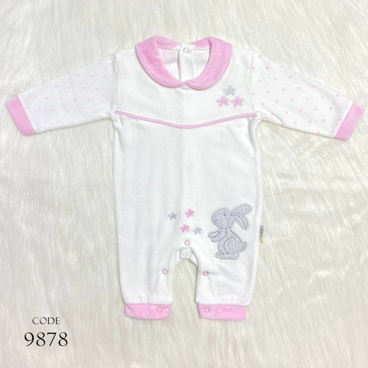 Newborn Winter Bodysuit 9878 Velour Romper White For Girls