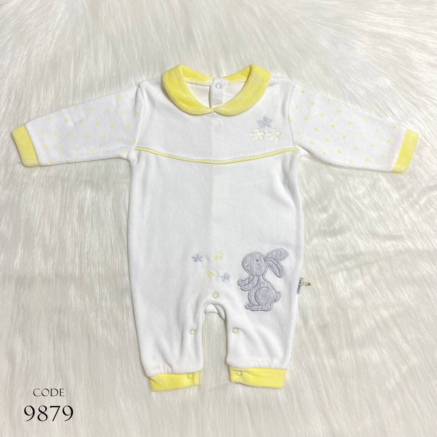 Newborn Winter Bodysuit 9879 Velour Romper White For Girls