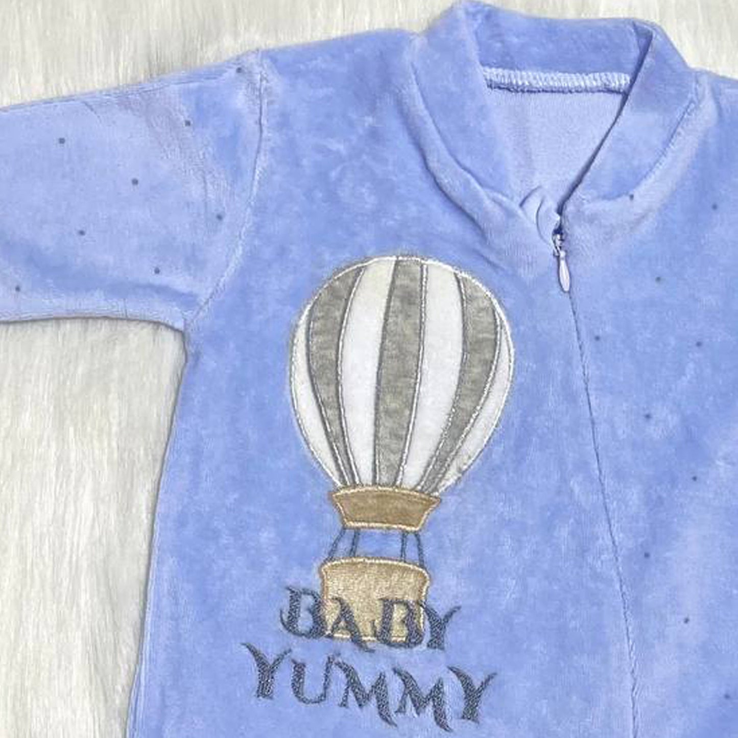 Newborn Winter Bodysuit 9882 Velour Romper Blue For Boys