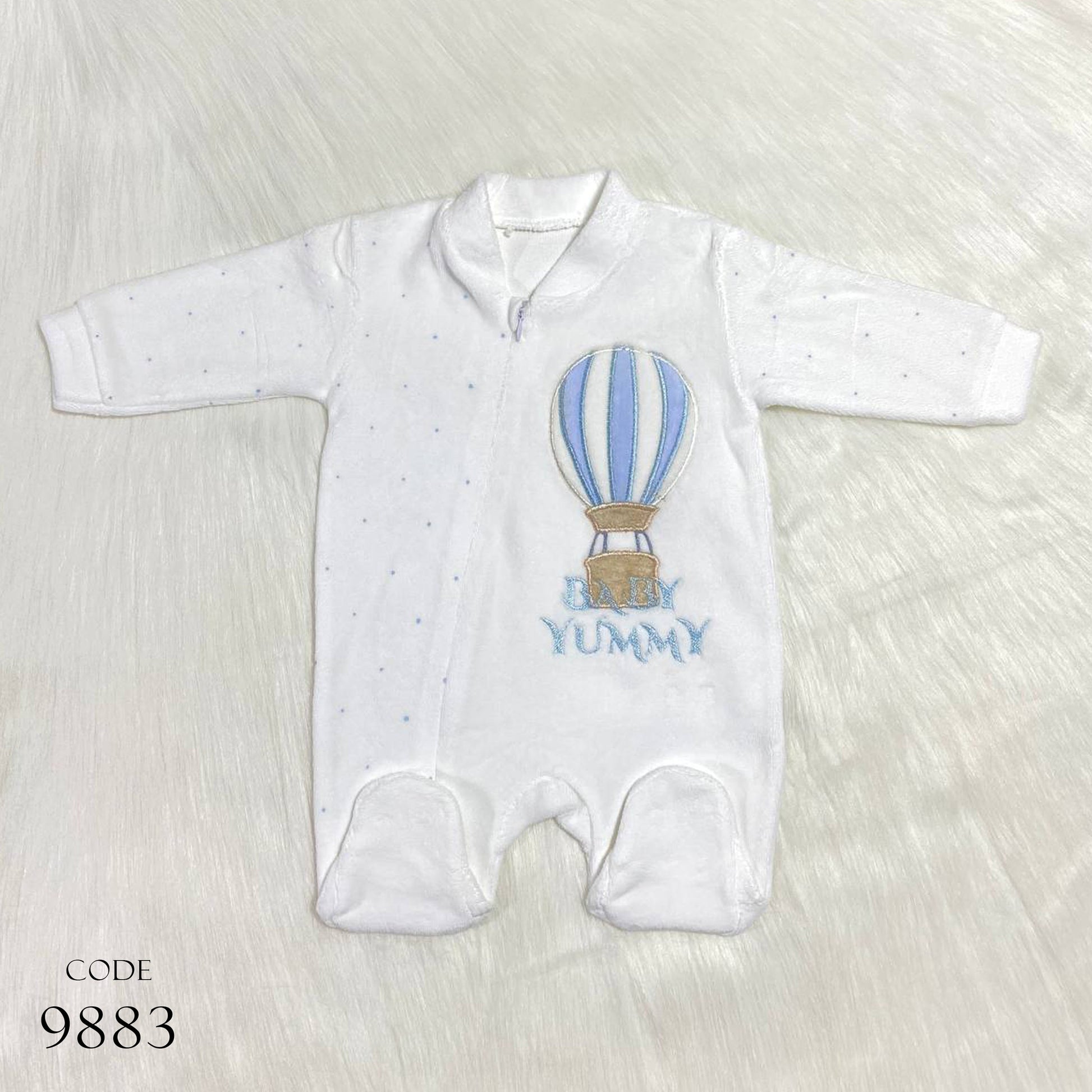 Newborn Winter Bodysuit 9883 Velour Romper White For Boys