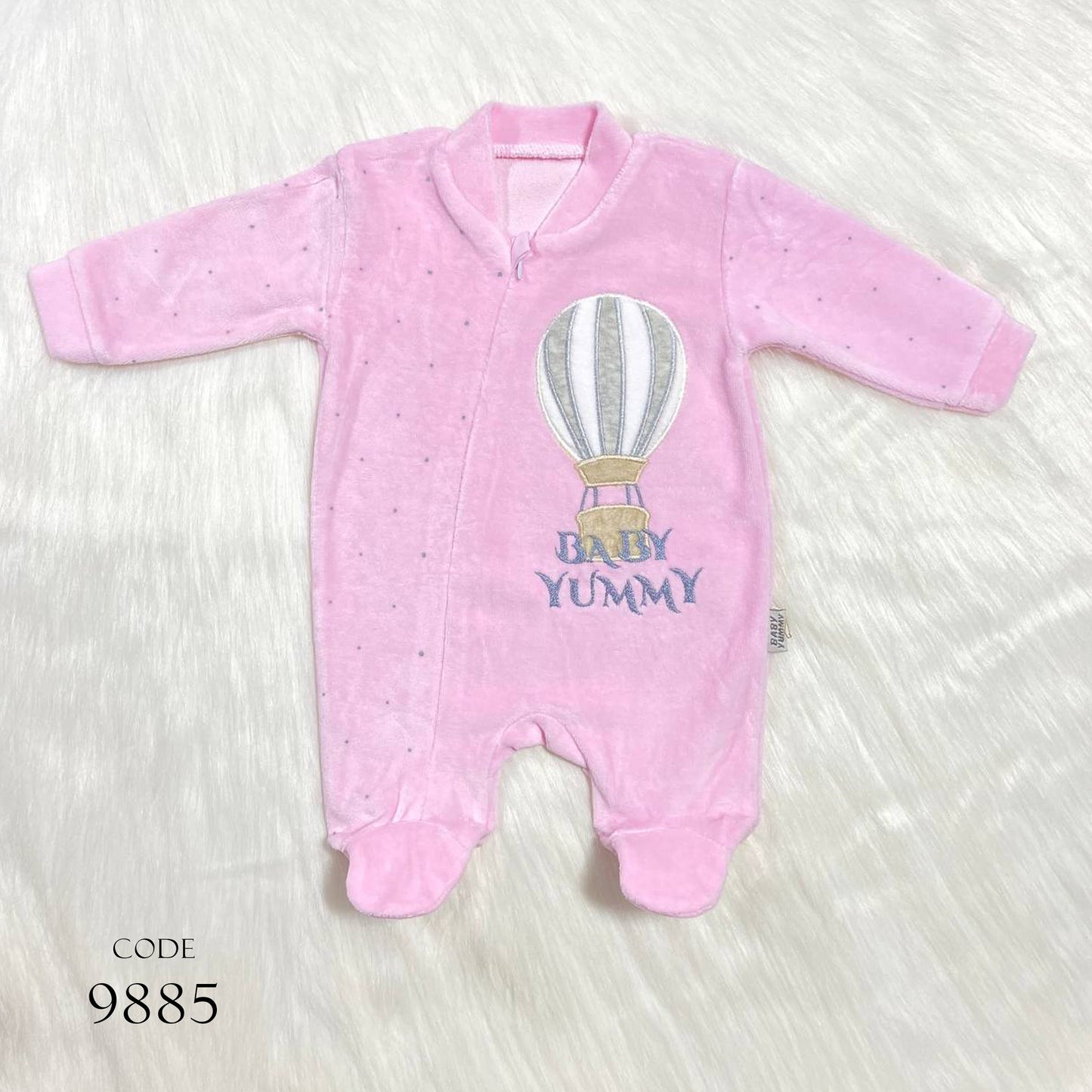 Newborn Winter Bodysuit 9885 Velour Romper Pink For Girls