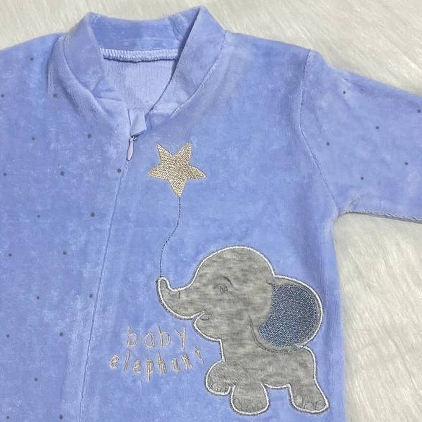 Newborn Winter Bodysuit 9886 Velour Romper Blue For Boys