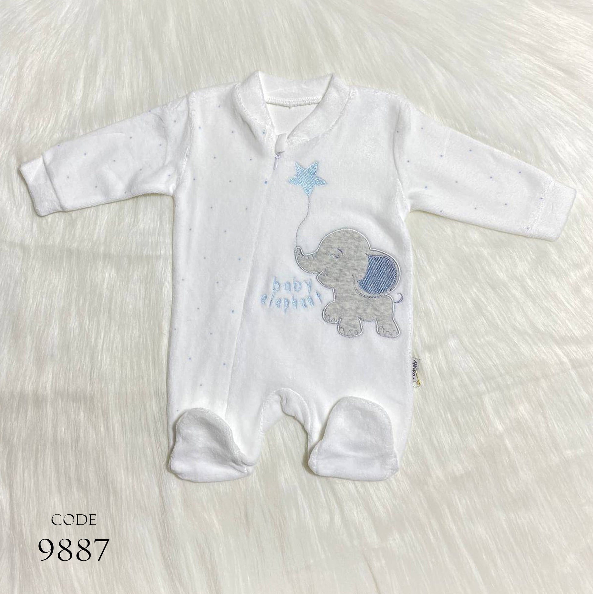 Newborn Winter Bodysuit 9887 Velour Romper White For Boys