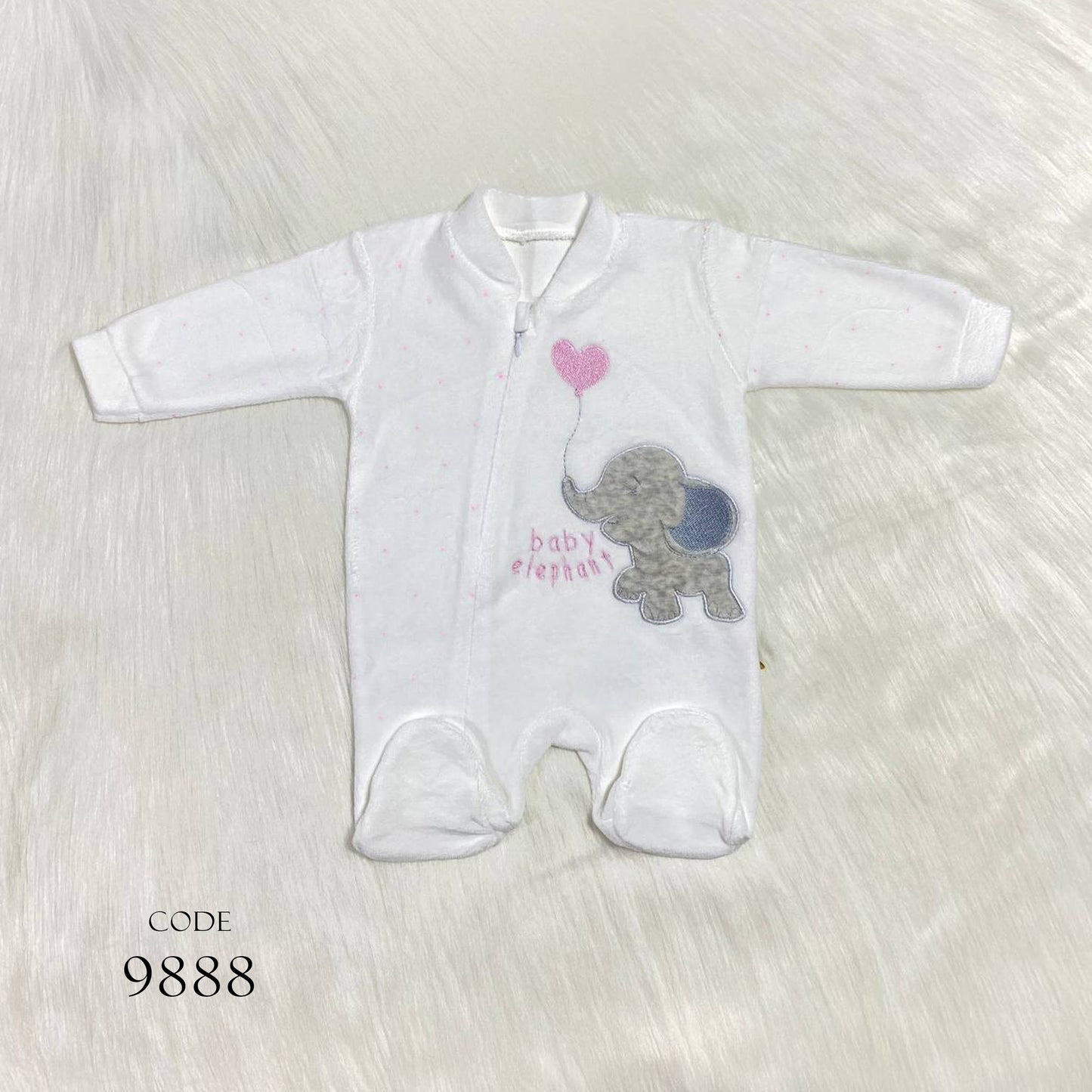 Newborn Winter Bodysuit 9888 Velour Romper White For Girls