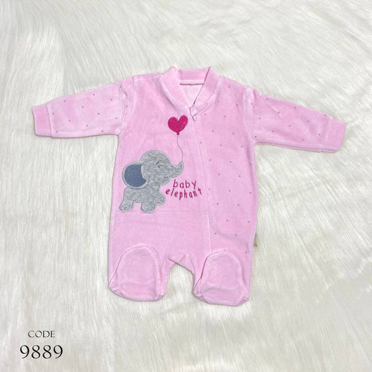 Newborn Winter Bodysuit 9889 Velour Romper Pink For Girls