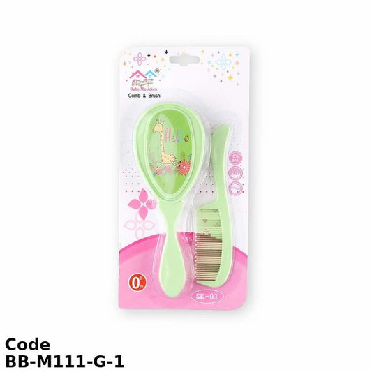 Grooming Kit Bb-M111-G Baby Brush And Comb Set - High-Quality Materials - Green Color